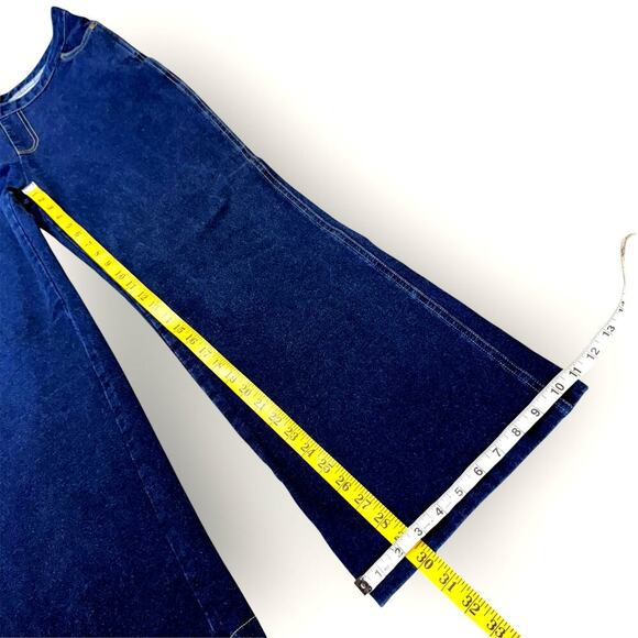 Pajama Jeans Bootcut Mid Rise Terry Stretch Pullon Drawstring Jeans Size L Blue - Picture 14 of 15